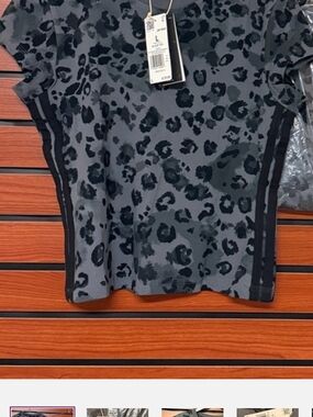 adidas Gray and Black Leopard Print Short Sleeve Tee New With Tags Large